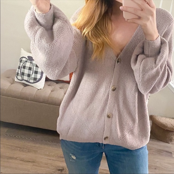 NWT Joie Cardigan Ribbed Balloon Sleeves Purple XL - Picture 7 of 8